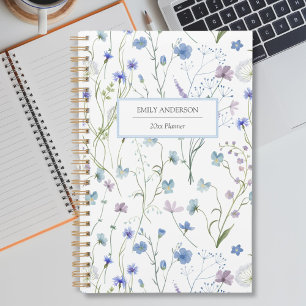 Agenda Padrão Floral Azul Roxo Bonito de Flor Selvagem 20