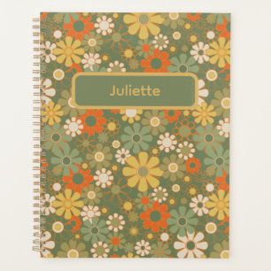 Agenda Padrão Floral Boho Retro dos Anos 70