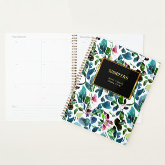 Agenda Padrão floral botânico aquarela pessoal
