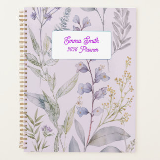 Agenda Padrão Floral Botânico em Aquarela Elegante