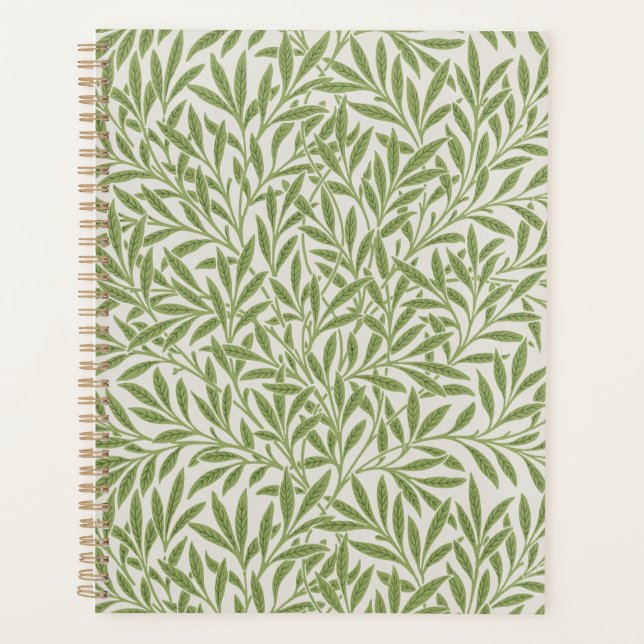 Agenda Padrão Floral Botânico Verde de William Morris (Frente)