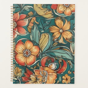 Agenda Padrão floral colorido Flores Selvagens