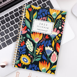 Agenda Padrão Floral Colorido Negrito Personalizado 2025