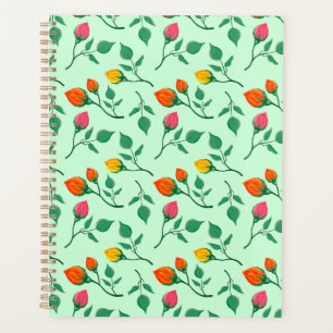 Agenda Padrão floral com flores rosa coloridas