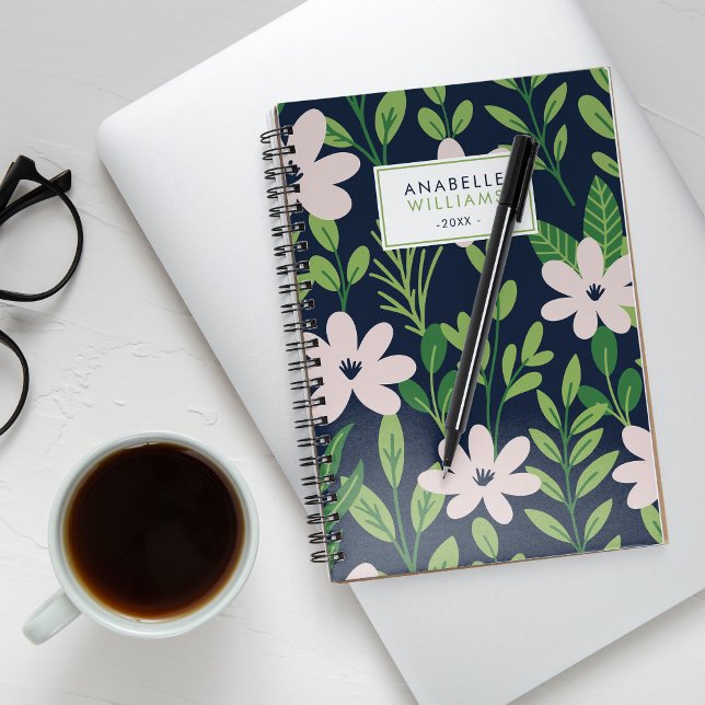Agenda Padrão Floral Contemporâneo Personalizado (Criador carregado)