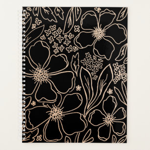 Agenda Padrão floral da linha de ouro Elegante