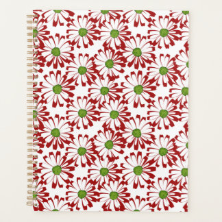 Agenda Padrão Floral da Margarida Vermelha e Verde Natal