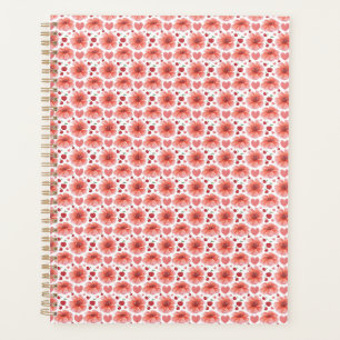 Agenda Padrão Floral de Cerejeira com Corações