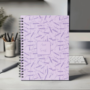 Agenda Padrão Floral de Lavanda Roxo de Nome Personalizad