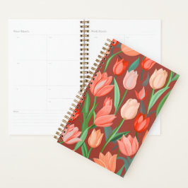 Agenda Padrão Floral de Tulipa Elegante – Primavera Verme