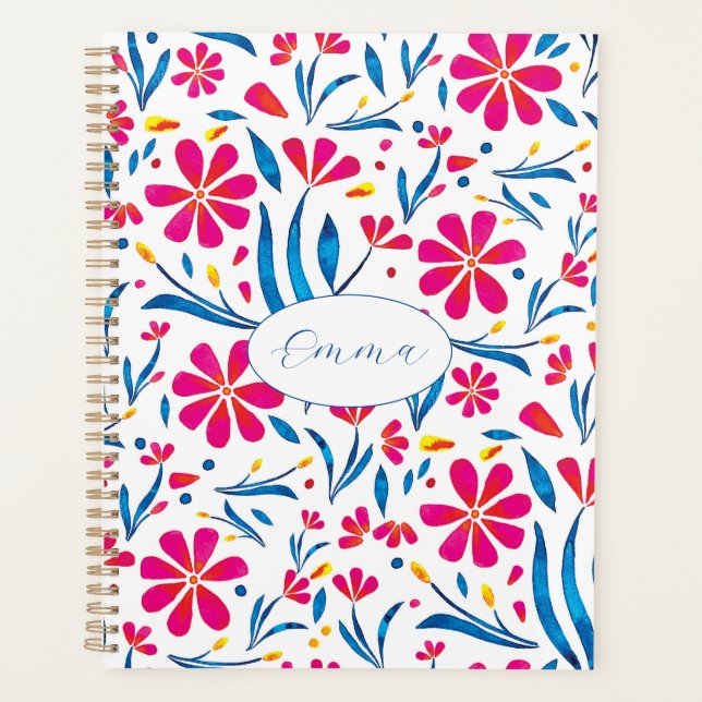 Agenda Padrão Floral de Uplifting Personalizado (Frente)