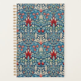 Agenda Padrão floral em folhas verdes fundo azul