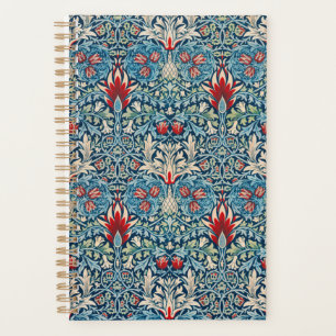 Agenda Padrão floral em folhas verdes fundo azul