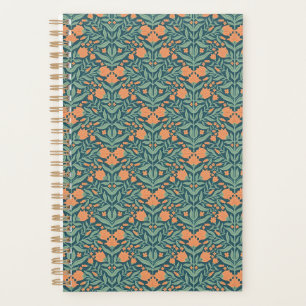 Agenda padrão floral em laranja estilo Art Nouveau semelh
