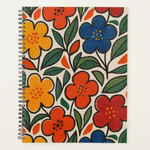 Agenda Padrão Floral Estilo Retro Anos 60