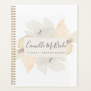 Agenda Padrão Floral Feminino Pintado à Mão em Aquarela