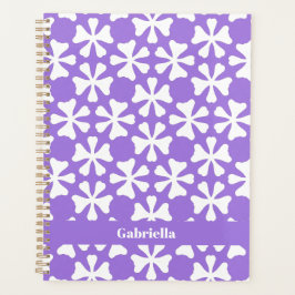 Agenda Padrão Floral Geométrico Moderno Lilás e Branco