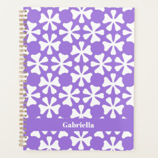 Agenda Padrão Floral Geométrico Moderno Lilás e Branco