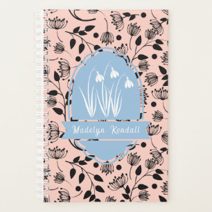 Agenda Padrão Floral Laurenciano Rosa Suave Nome Personal