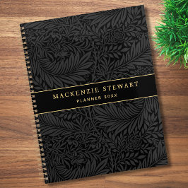 Agenda Padrão Floral Preto Elegante 2026