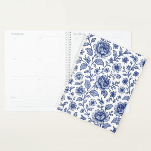 Agenda Padrão Floral Real de Rosas Azuis