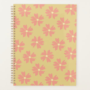 Agenda Padrão Floral Rosa na moda Amarelo