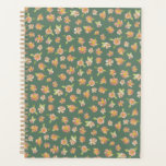 Agenda Padrão Floral Rosa Verde Escuro<br><div class="desc">Padrão floral cor-de-na moda rosa com flores cor-de-rosa e cor-de-água,  pintadas manualmente e cor de rosa e laranja,  num fundo verde escuro. Desenvolvido exclusivamente para você pelo Happy Dolphin Studio!</div>