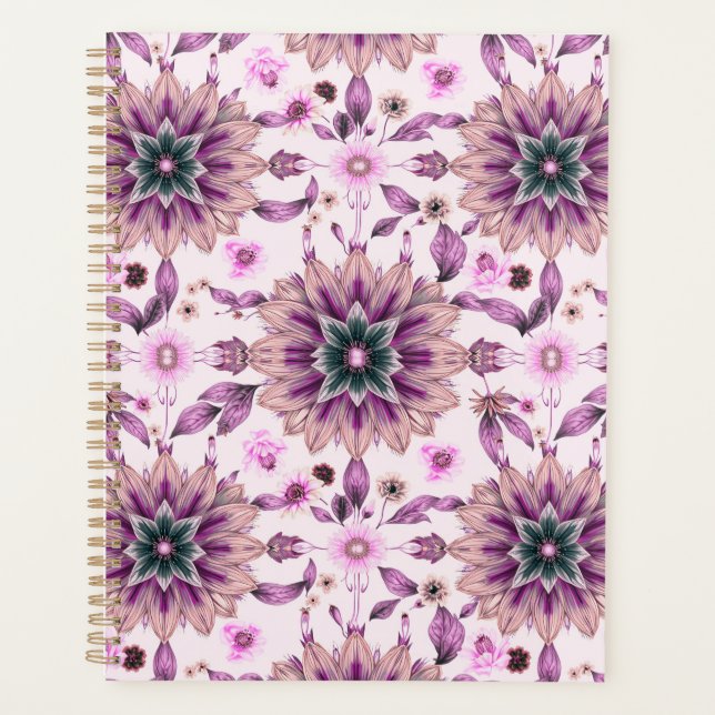 Agenda Padrão Floral Roxo (Frente)