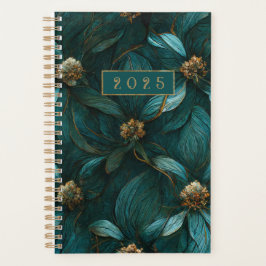 Agenda Padrão Floral Teal e Dourado