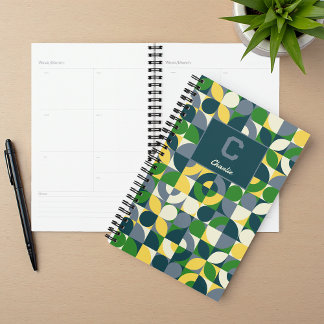 Agenda Padrão Geométrico Abstrato Monograma Bauhaus Moder