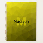Agenda Padrão geométrico amarelo-ombre Monograma<br><div class="desc">Monograma Personalize com seu nome e inicial personalizados. Padrão geométrico amarelo de gradiente ombre. Malha geométrica triangular com gradiente ombre preto-amarelo-claro. padrão, ombre, malha, triângulos, geometria, gradiente, legal, triângulo, brilhante, padrão, digital, amarelo, ouro, preto</div>