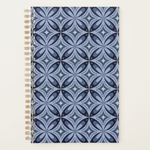 Agenda Padrão Geométrico Azul Estilo Retro
