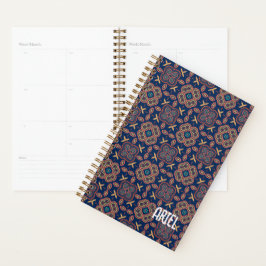 Agenda Padrão Geométrico do Retro Abstrato Personalizado