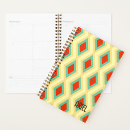 Agenda Padrão Geométrico do Retro Abstrato Personalizado