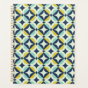 Agenda Padrão Geométrico Dourado e Azul