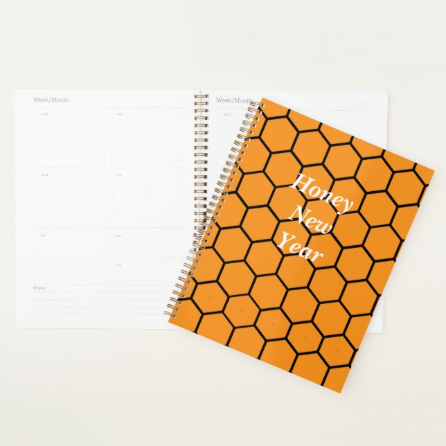 Agenda Padrão geométrico Elegante de Black Honeycomb (Exibição)