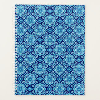 Agenda Padrão Geométrico Floral do Azul Vintage