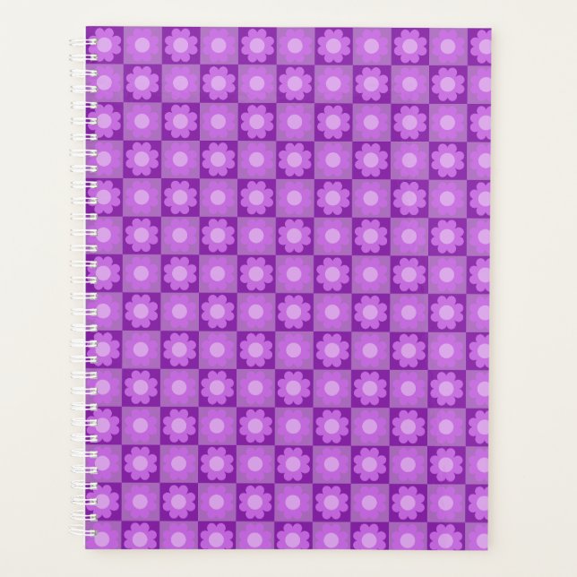 Agenda Padrão Geométrico Floral Roxo (Frente)