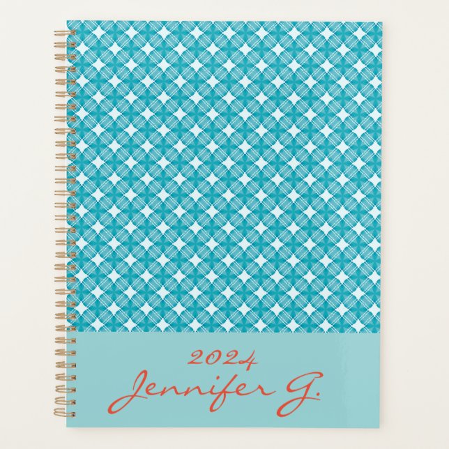 Agenda Padrão Gingham de Grade e Estrelas 2 (Frente)