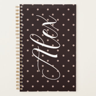 Agenda Padrão Gráfico de Bolinhas Boho Marrom Clássico