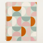 Agenda Padrão Laranja Verde de meio século Moderno Sage<br><div class="desc">Padrão moderno do meio século retrorreflector - formas geométricas do abstrato - padrão minimalista verde,  cor-de-rosa-pincel,  laranja e branco-creme.</div>