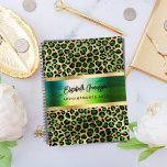 Agenda Padrão leopardo esmeraldo ouro verde<br><div class="desc">Elegante,  legal,  glamourosa e feminina com esmeralda verde e padrão de leopardo dourado falso. Personalize e adicione seu nome. Personalize e adicione seu nome e um ano. O nome é escrito com um moderno estilo escrito à mão. Perfeito para empresárias,  maquiadoras,  donas de lojas,  consultores.</div>