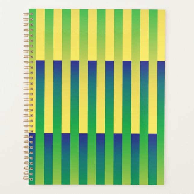 Agenda Padrão Listrado Verde Amarelo Azul (Frente)