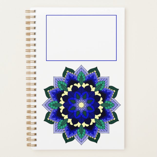 Agenda Padrão Mandala 02 em azul escuro (Frente)
