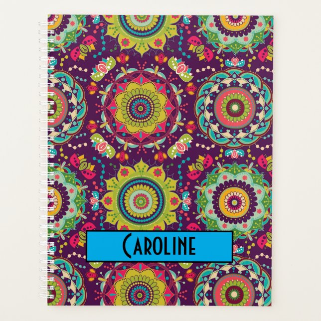 Agenda Padrão Mandala Retro Personalizado (Frente)