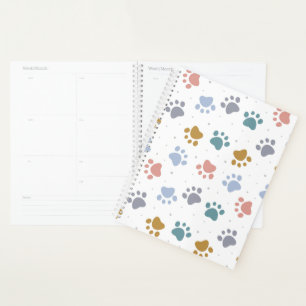 Agenda Padrão Minimalista de Impressões de Patas Pastel