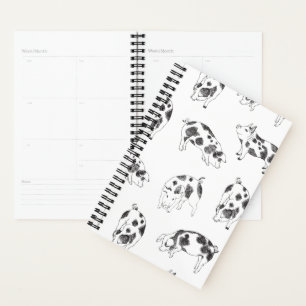 Agenda Padrão Minimalista de Linha de Porco Cottagecore V