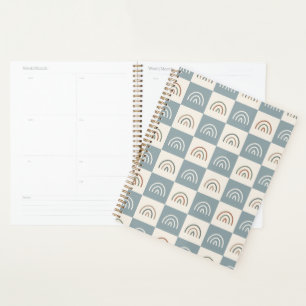 Agenda Padrão Mínimo Xadrez Boho Arco-íris