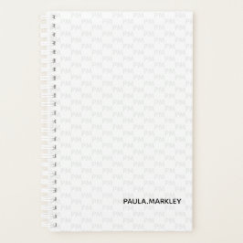 Agenda Padrão Moderno de Monograma de Cinzas Brancas Simp