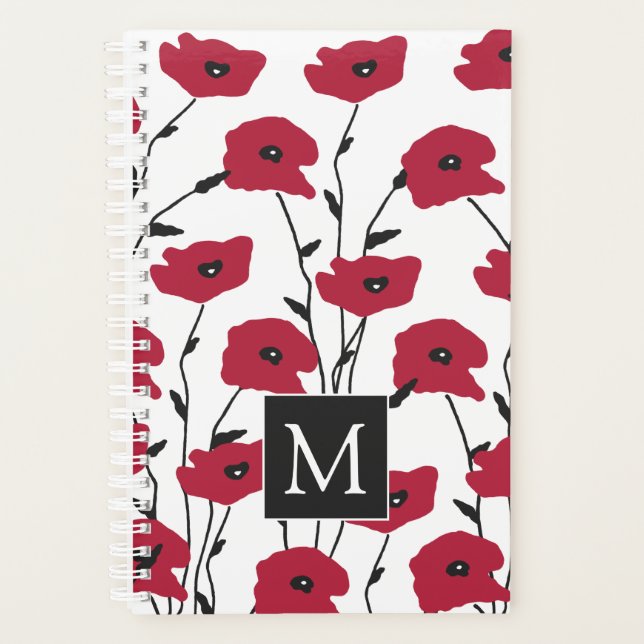 Agenda Padrão Moderno de Poppies Monogramas (Frente)
